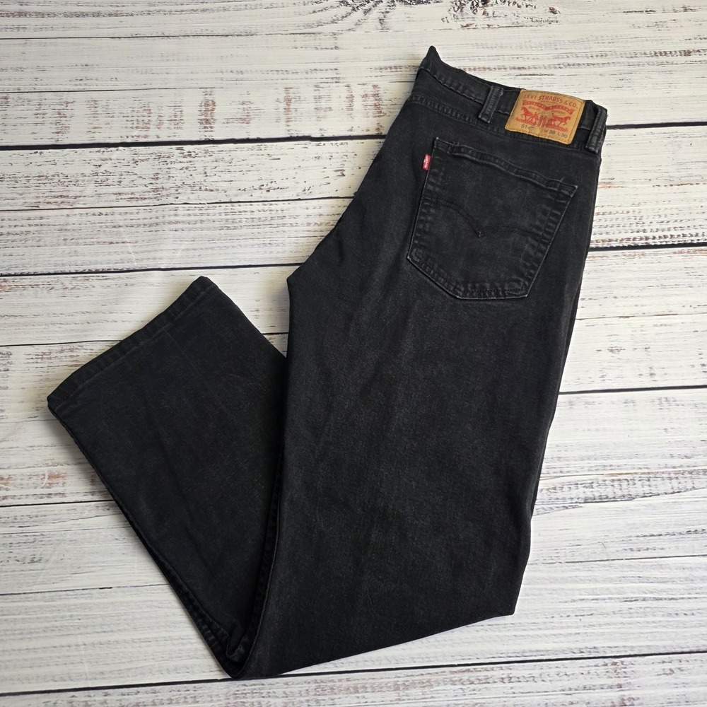 Levis 514 Jeans Mens 38x30 Black Dark Wash Straight‎ Fit Mid Rise Cotton